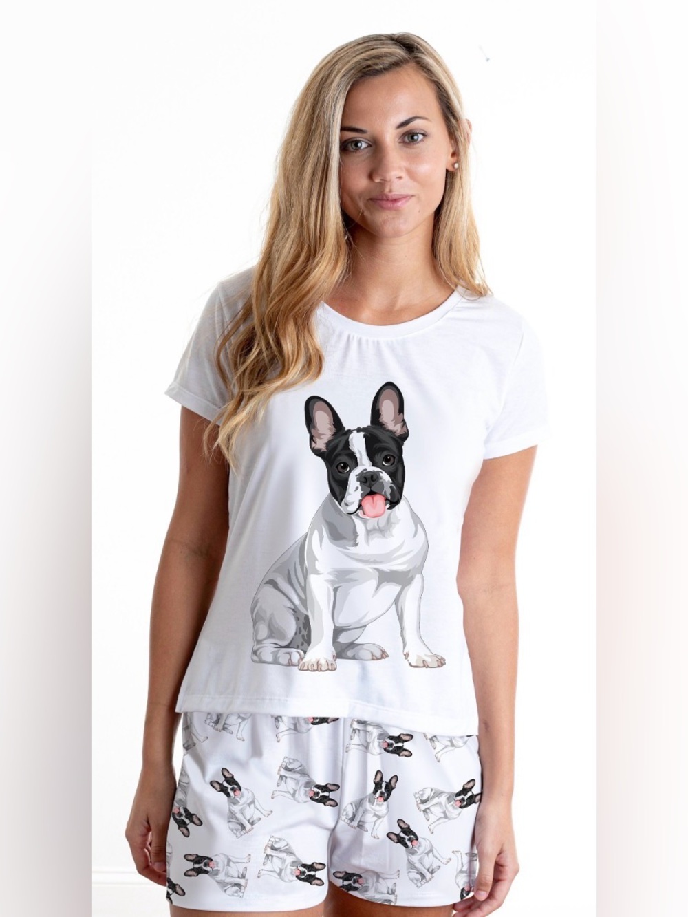 Frenchie pajama set for women, doggy pjs, puppy outfit, French bulldog pjs
